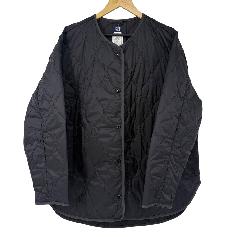 GAP Recycled Oversized Quilted Jacket M Tall Water Resistant Primaloft Preppy